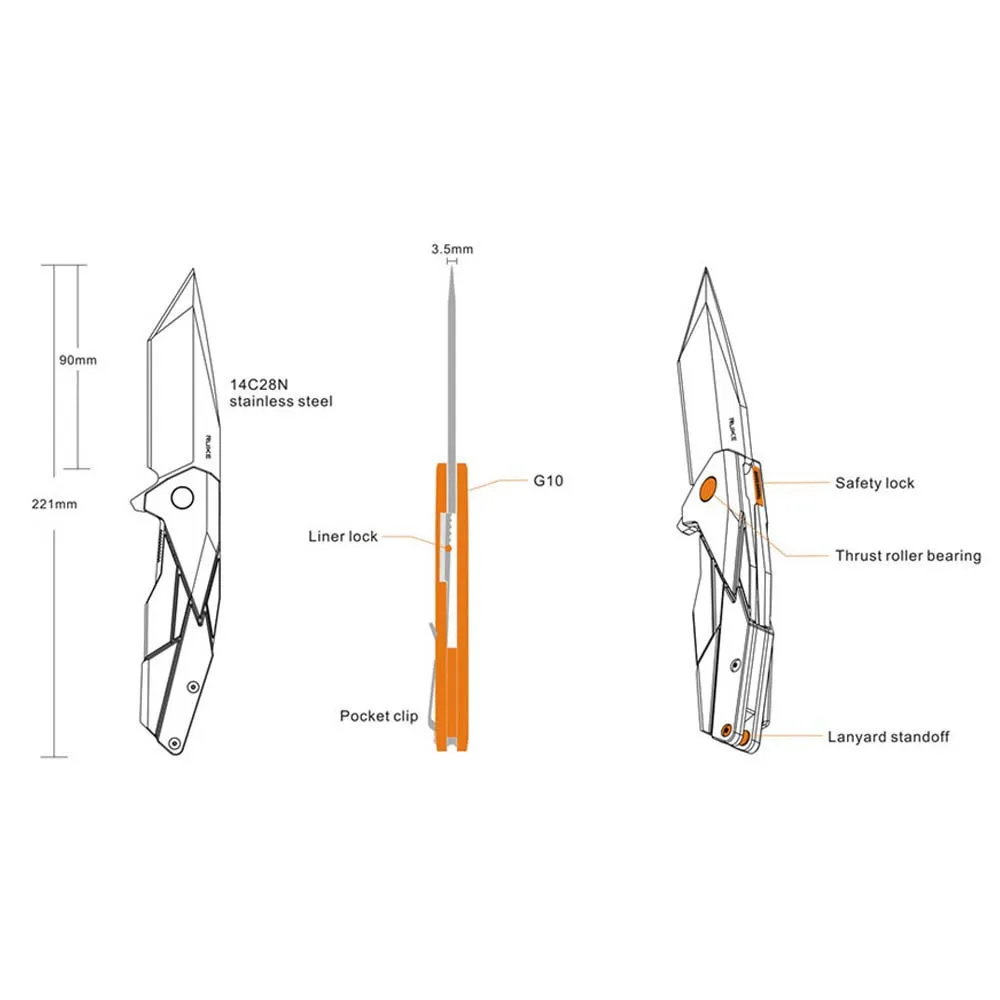 Ruike P138-B – Navaja plegable de bolsillo